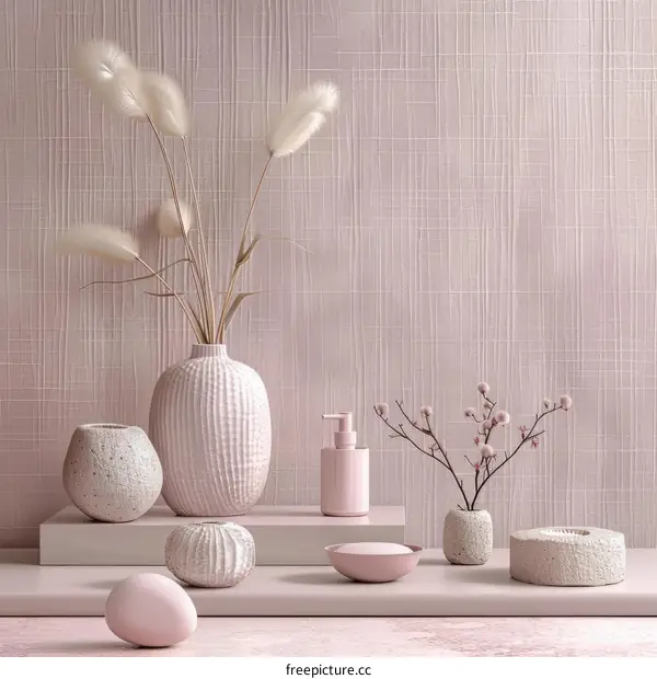 Pink and Beige Home Decor Items on a Pink Background