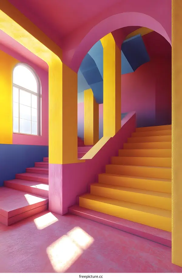 Colorful Abstract Staircase Architecture Illustration