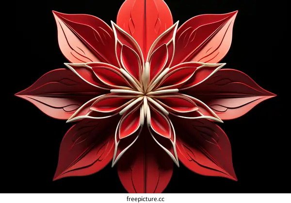 Abstract Red and White 3D Flower
