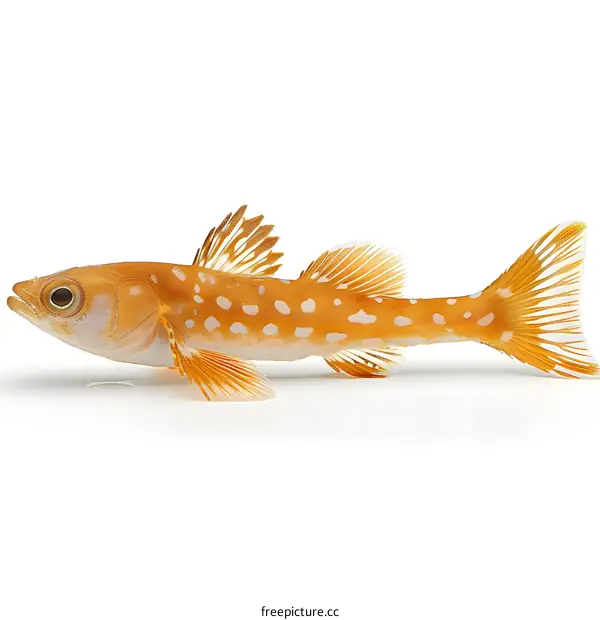 A small orange fish with white spots on its body