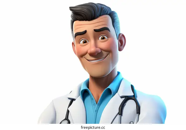Friendly male doctor in white coat with stethoscope