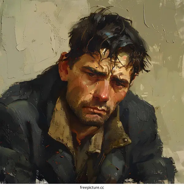 Portrait of a man with dark hair and a beard wearing a black shirt