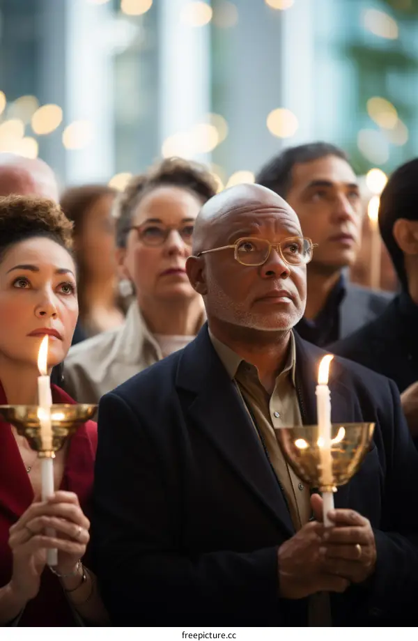 A group of people holding candles in a vigil