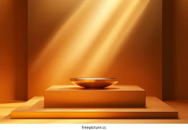 Golden Display Podium with Sunlight