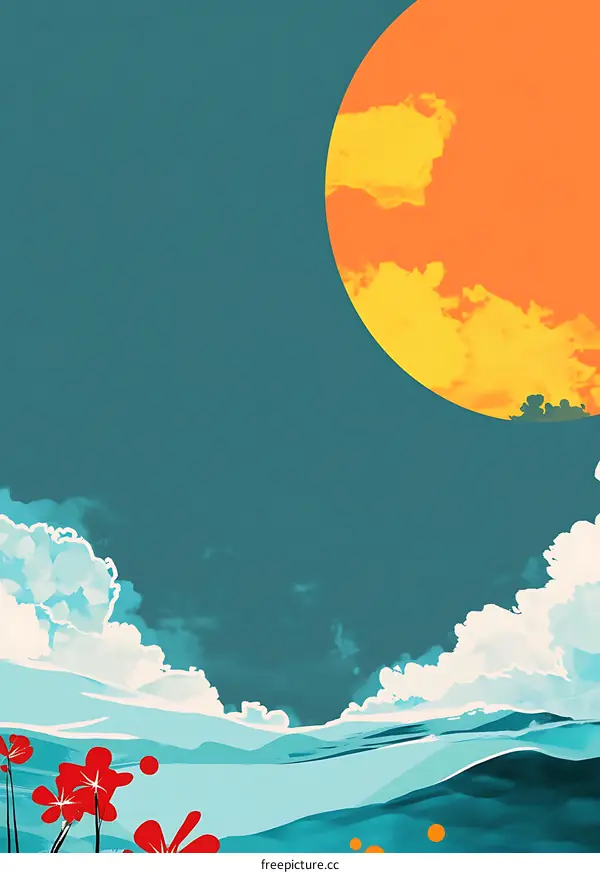 Abstract Landscape with Sun and Clouds