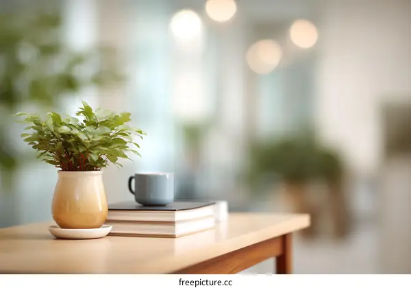 Cozy Home Interior with Plants and Coffee