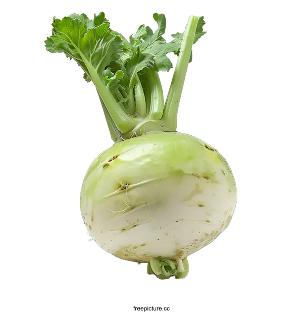 [Transparent Background PNG]Fresh Green Kohlrabi Vegetable Isolated On White Background
