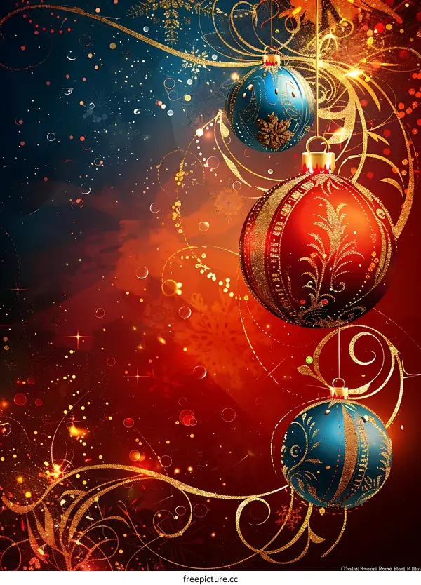 Christmas background with hanging balls