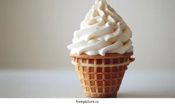 Closeup of Soft Serve Ice Cream Cone