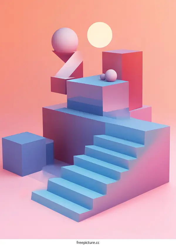 Abstract Pink And Blue Geometric Shapes