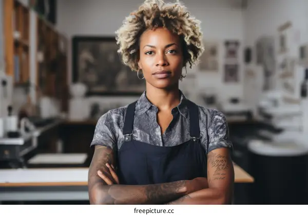 Portrait of a Confident Female Artist in her Studio