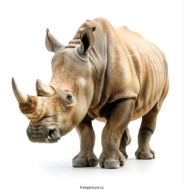 White Rhinoceros on White Background