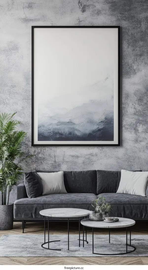 Modern Living Room Interior Design with Abstract Art