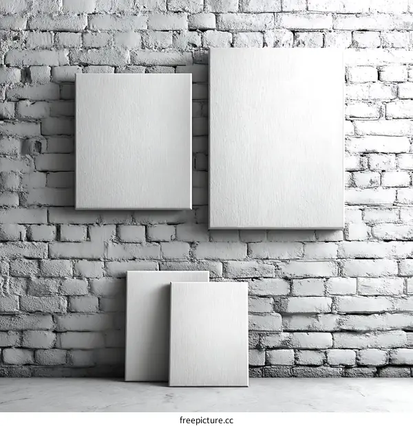 Blank Canvas Display on Brick Wall