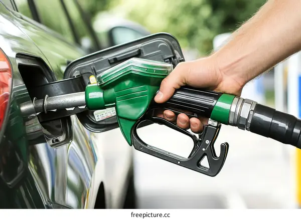 Gas Station Fueling Process with Caucasian Male