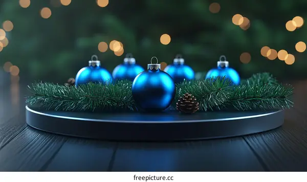 Christmas Decoration with Blue Ornaments