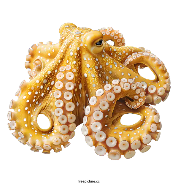 [Transparent Background PNG]Yellow Octopus with White Spots
