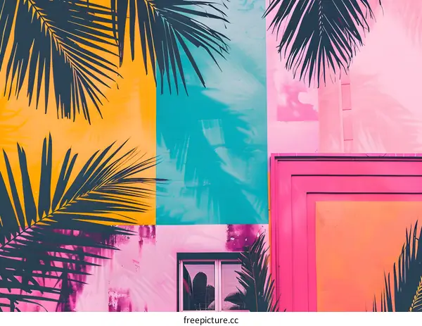 Tropical Palm Leaves Wall Art Minimalist Modern