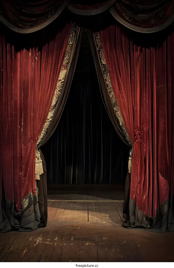 Red Velvet Curtains Stage Performance Theater