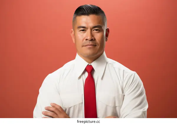Portrait of a man in a red tie