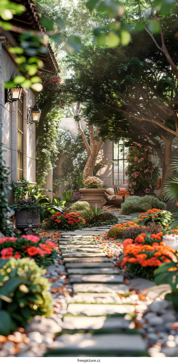 Sunlit Garden Courtyard