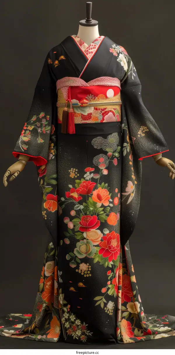 A kimono with a floral pattern