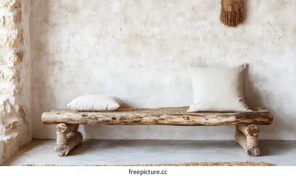 Rustic Wooden Bench with Natural Accents