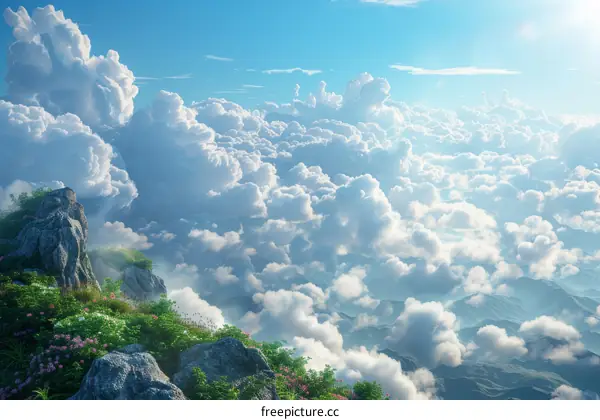 Spectacular Sea of Clouds on Mountain Peak