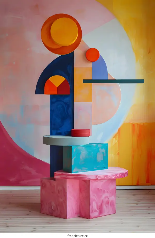 Abstract Geometric Shapes and Colorful Wall Art