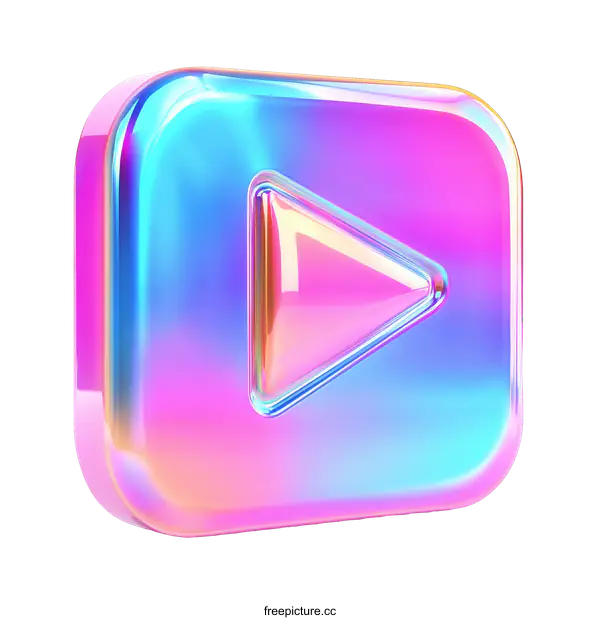 [Transparent Background PNG]Holographic Play Icon Illustration