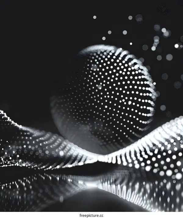 Abstract Black and White Dotted Wave Background