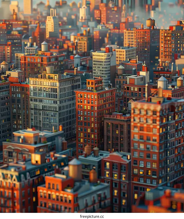 Detailed Miniature Model of New York City Skyline