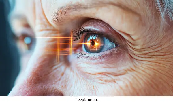 Senior Woman Eye with Futuristic Technology
