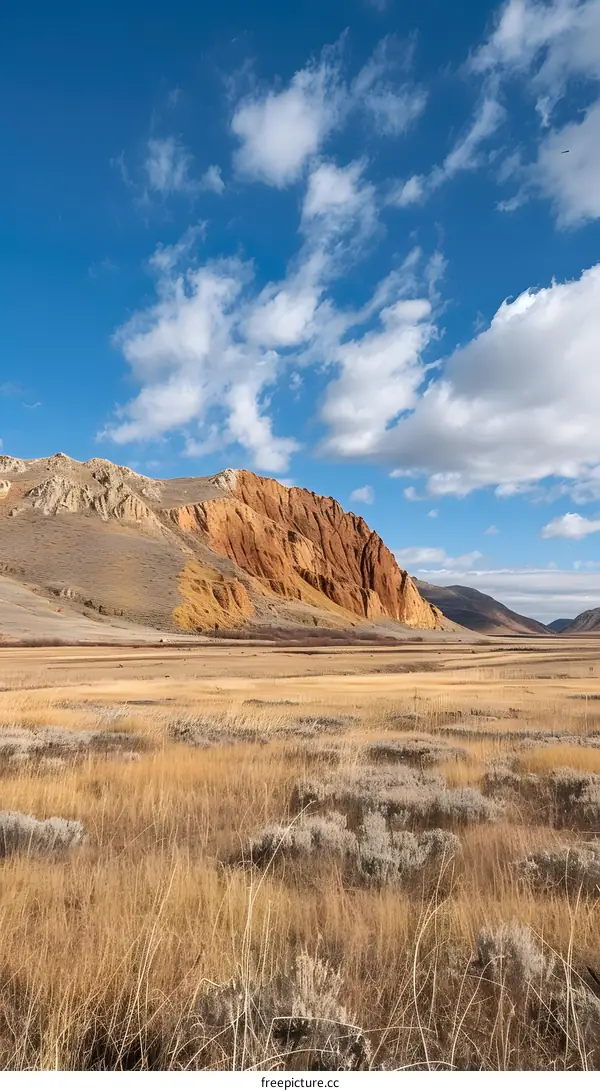 Colorful Rock Formation under a Blue Sky