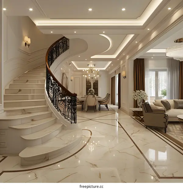 Luxury Home Interior with Grand Staircase