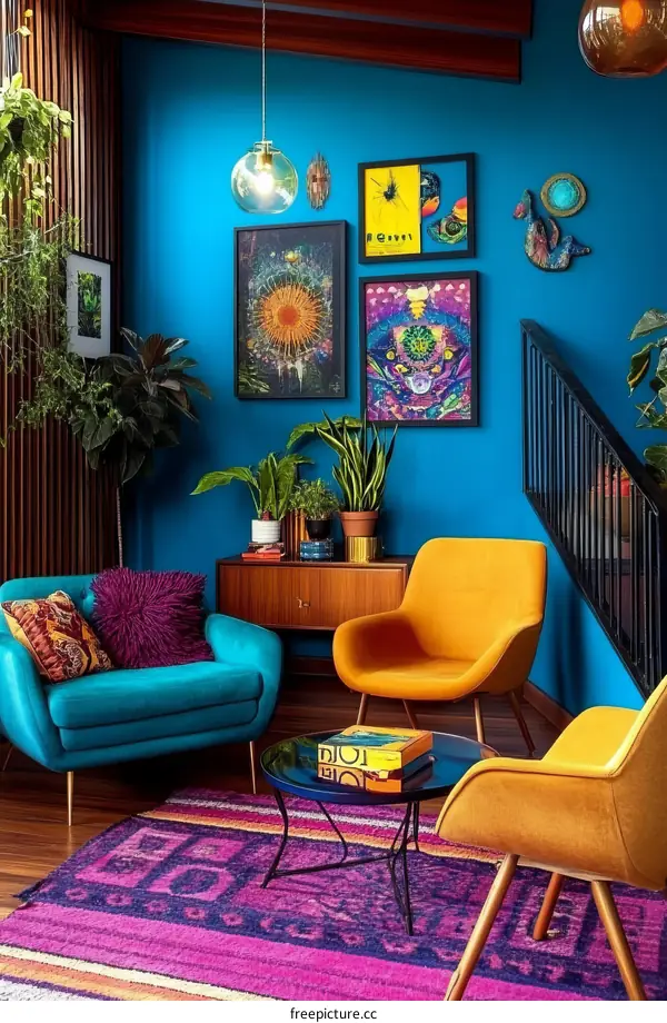 Colorful Boho Living Room Design with Vibrant Colors