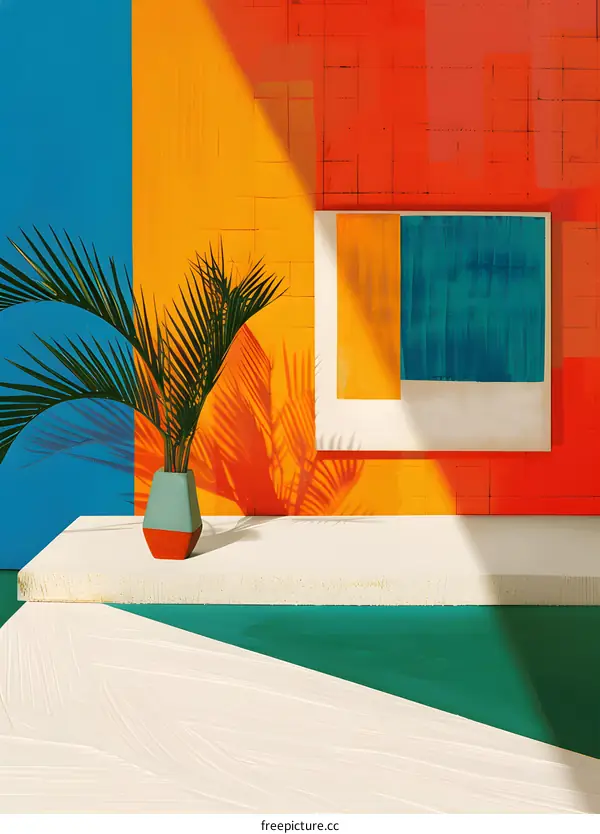 Abstract Minimalist Art With Palm Leaf