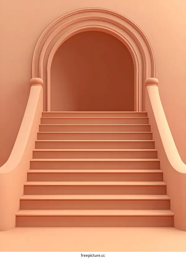 Abstract Peach Staircase and Arch Interior Design