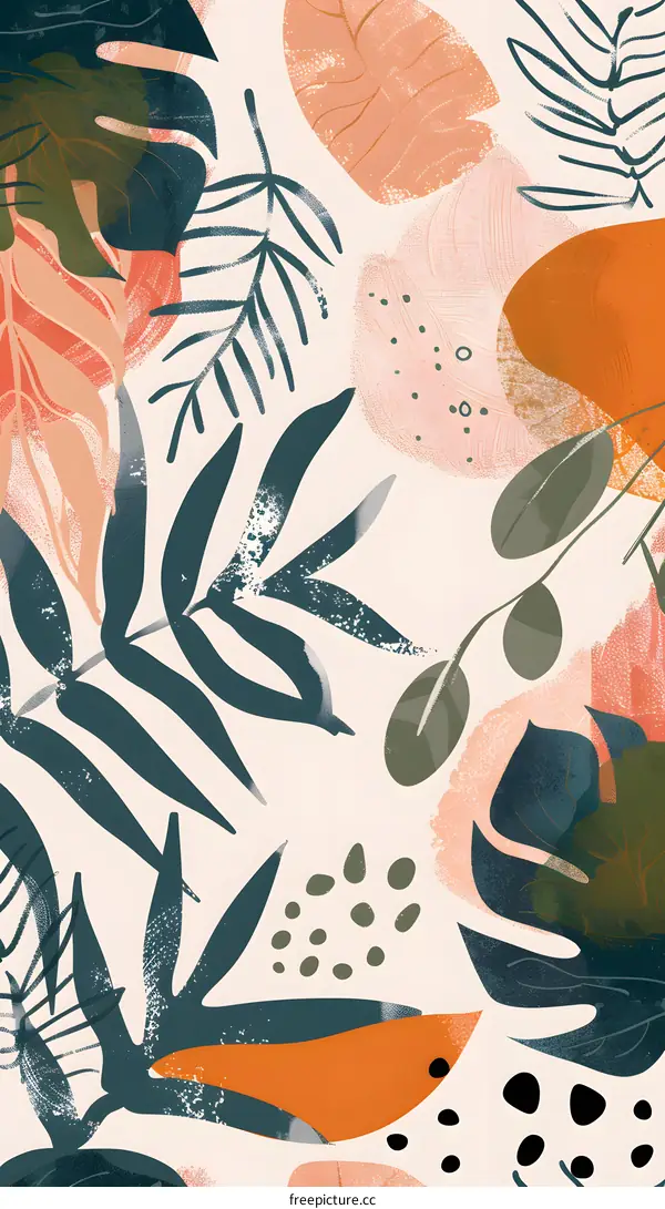 Tropical Leaves Abstract Art Pattern Design