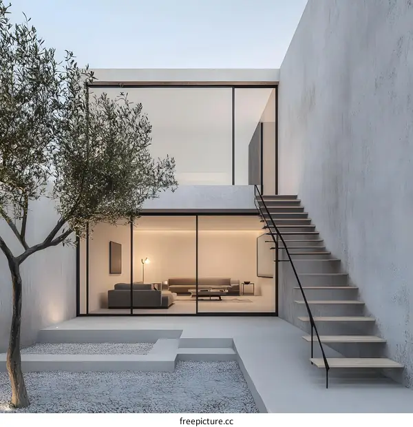 Minimalist Modern House with Glass Walls and Stone Exterior