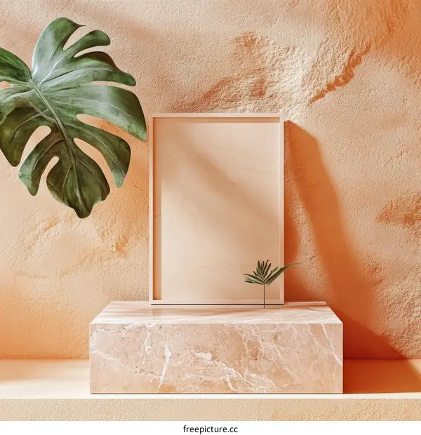 Empty Display Stand with Natural Elements