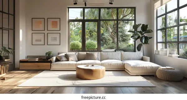 Bright and Airy Living Room With Large Panoramic Windows