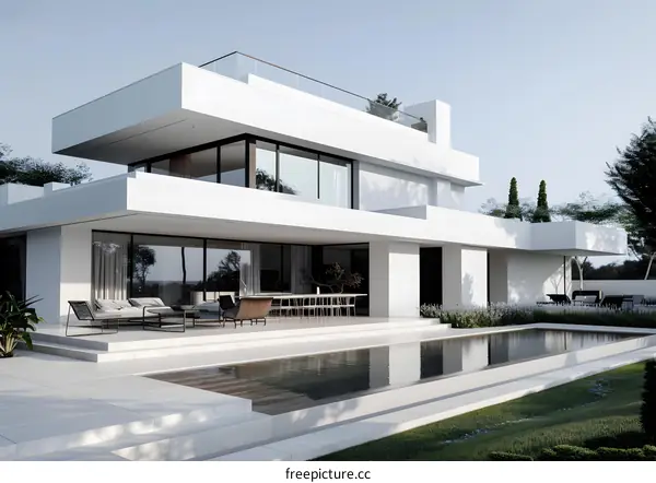Modern White House with Swimming Pool
