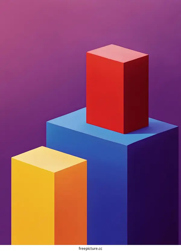 Abstract Minimalist Geometric Shapes With Colorful Blocks