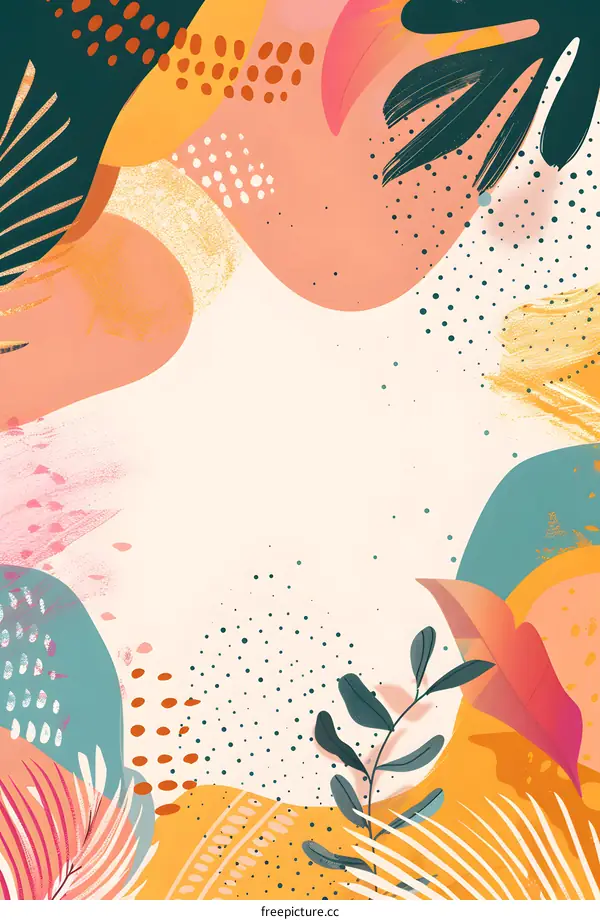 Abstract Tropical Leaves Background Illustration