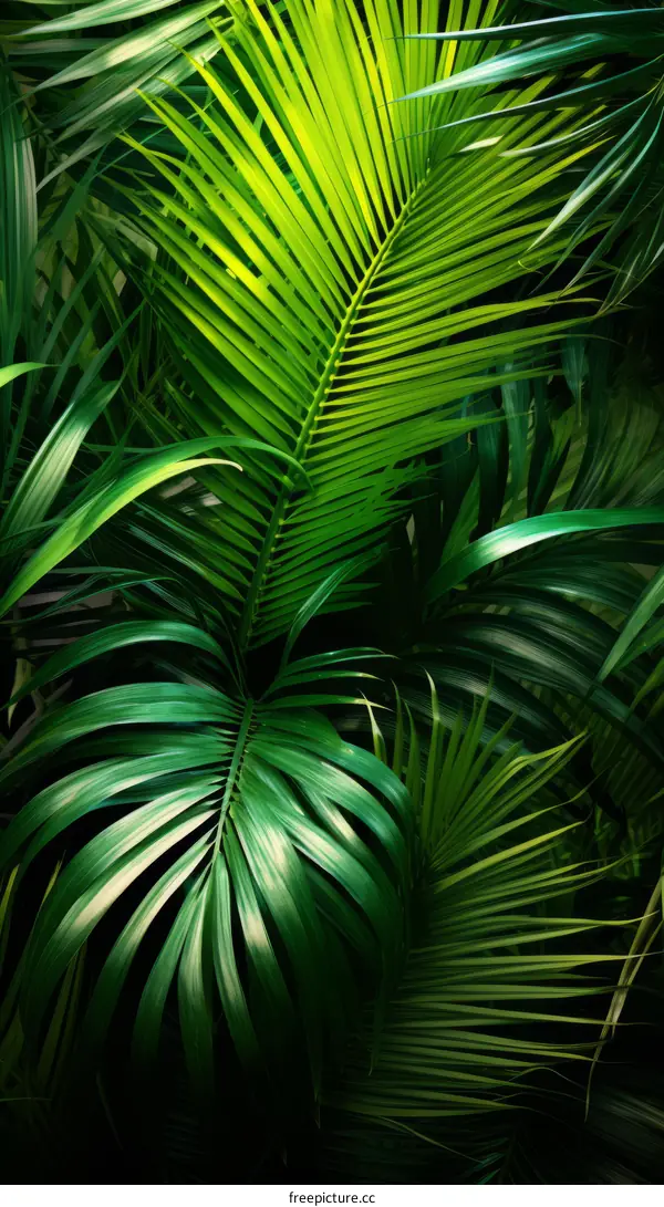 Lush Tropical Palm Tree Leaves