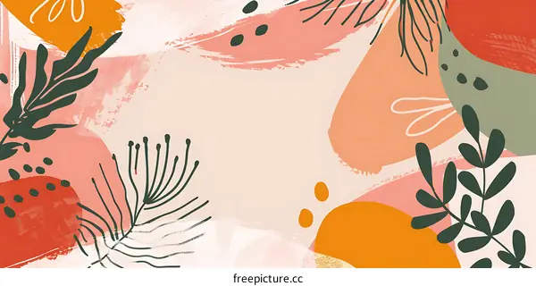 Abstract Floral Art with Pink and Orange Colors