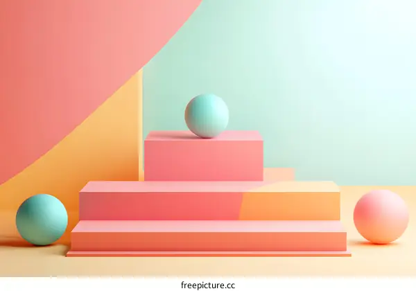 Pastel Color Minimalist Geometric Shapes Abstract Background