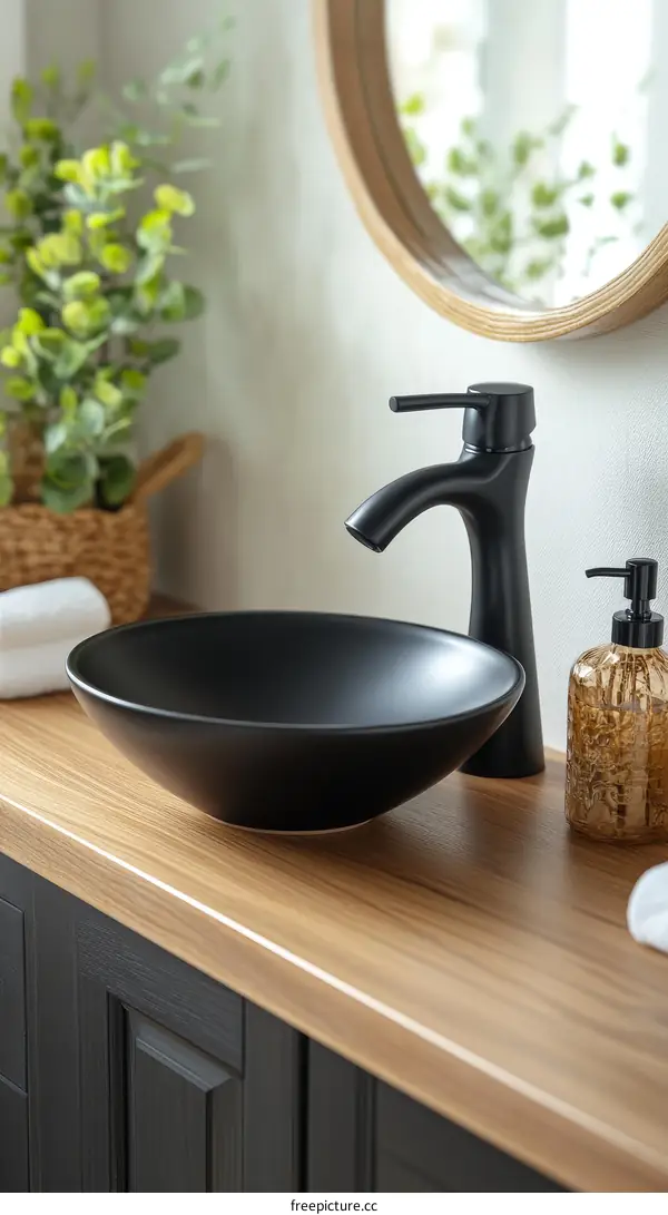 Modern Black Bathroom Sink and Faucet