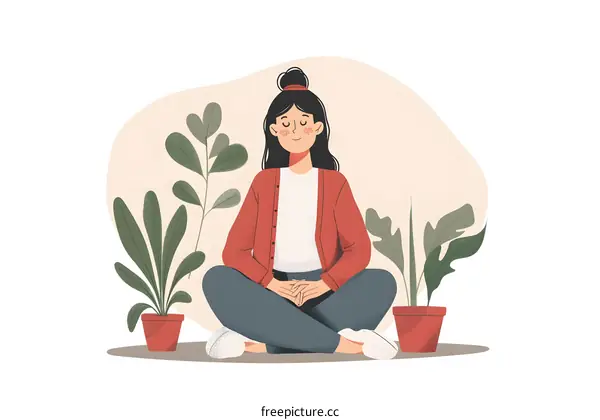 Woman Meditating in a Peaceful Garden Setting